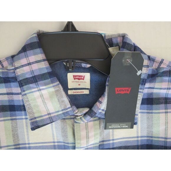 Levi's Men's Sz M Multicolor Plaid Oversized Casual S/S Button Up Shirt - Picture 4 of 11